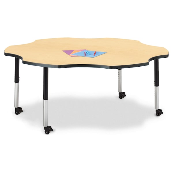 Berries Six Leaf Activity Table, 60 in., Mobile, Maple/Black/Black